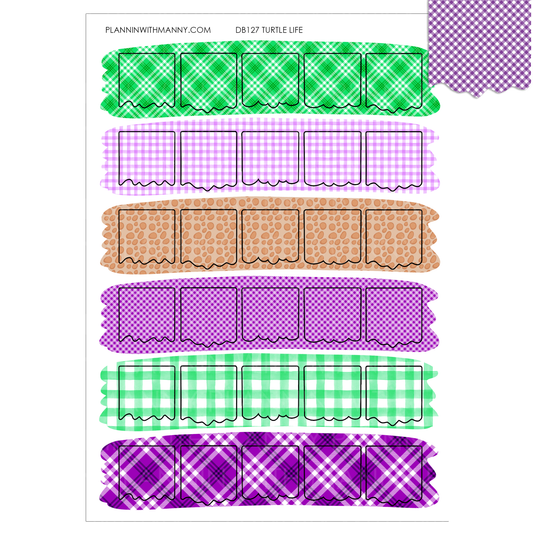 DB127 Turtle Life Flag Planner Stickers