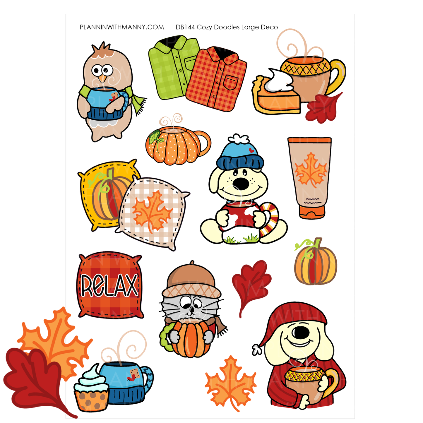 DB144 Cozy Doodlews Large Deco Stickers