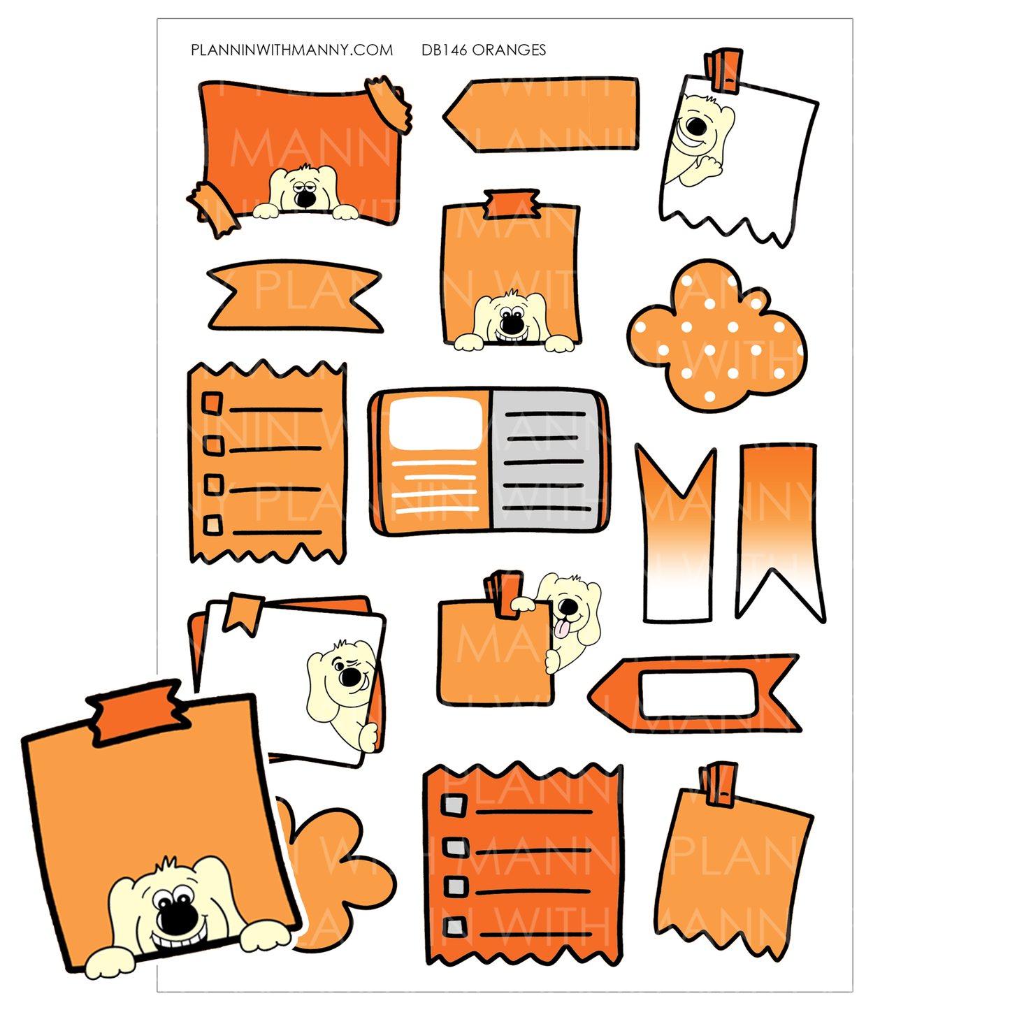 DB146 Assorted Manny Doodle Note Sticker Sheets