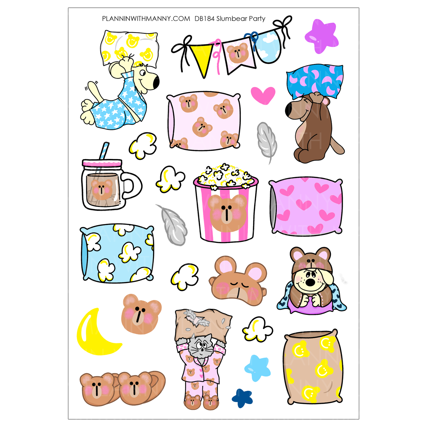 DB184 Slumbear Party - Large Deco Stickers