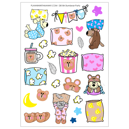 DB184 Slumbear Party - Large Deco Stickers