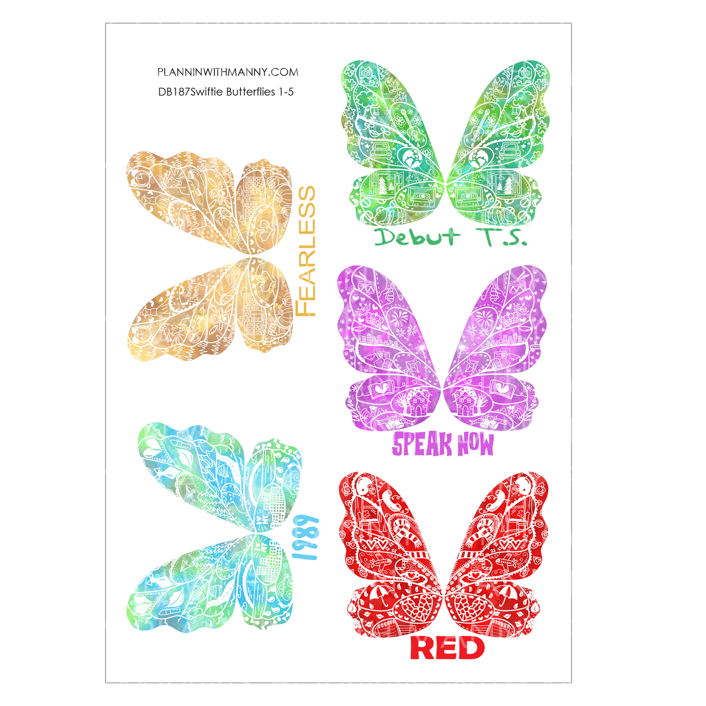 DB187 Swiftie Butterflies - Large Deco Stickers