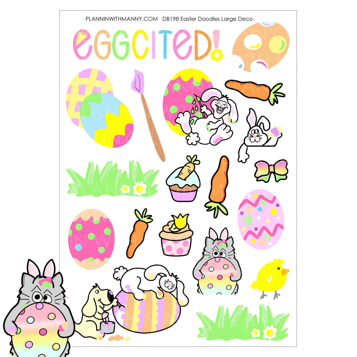 Easter Doodles -Large Sticker Sheet Set