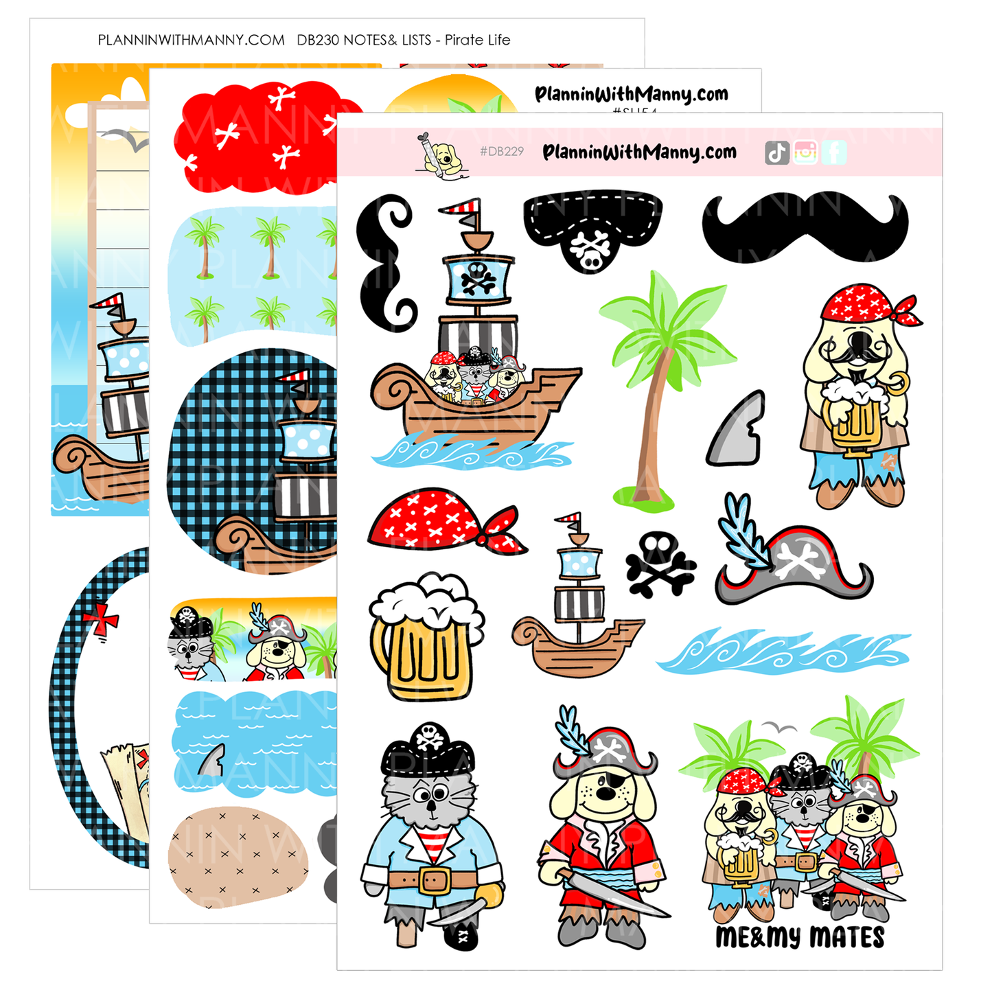 DB229 Pirate Life -Large Sticker Sheet Set