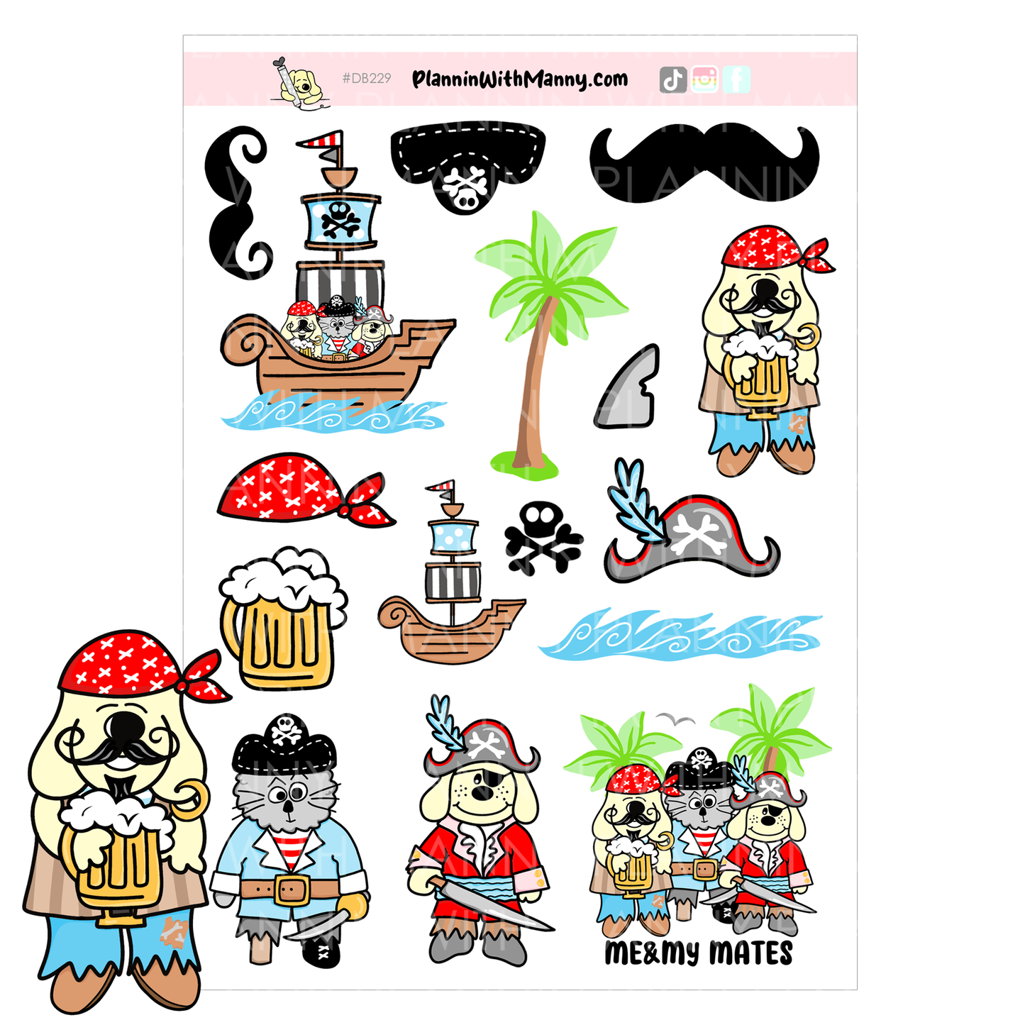 DB229 Pirate Vibes Large Deco Stickers