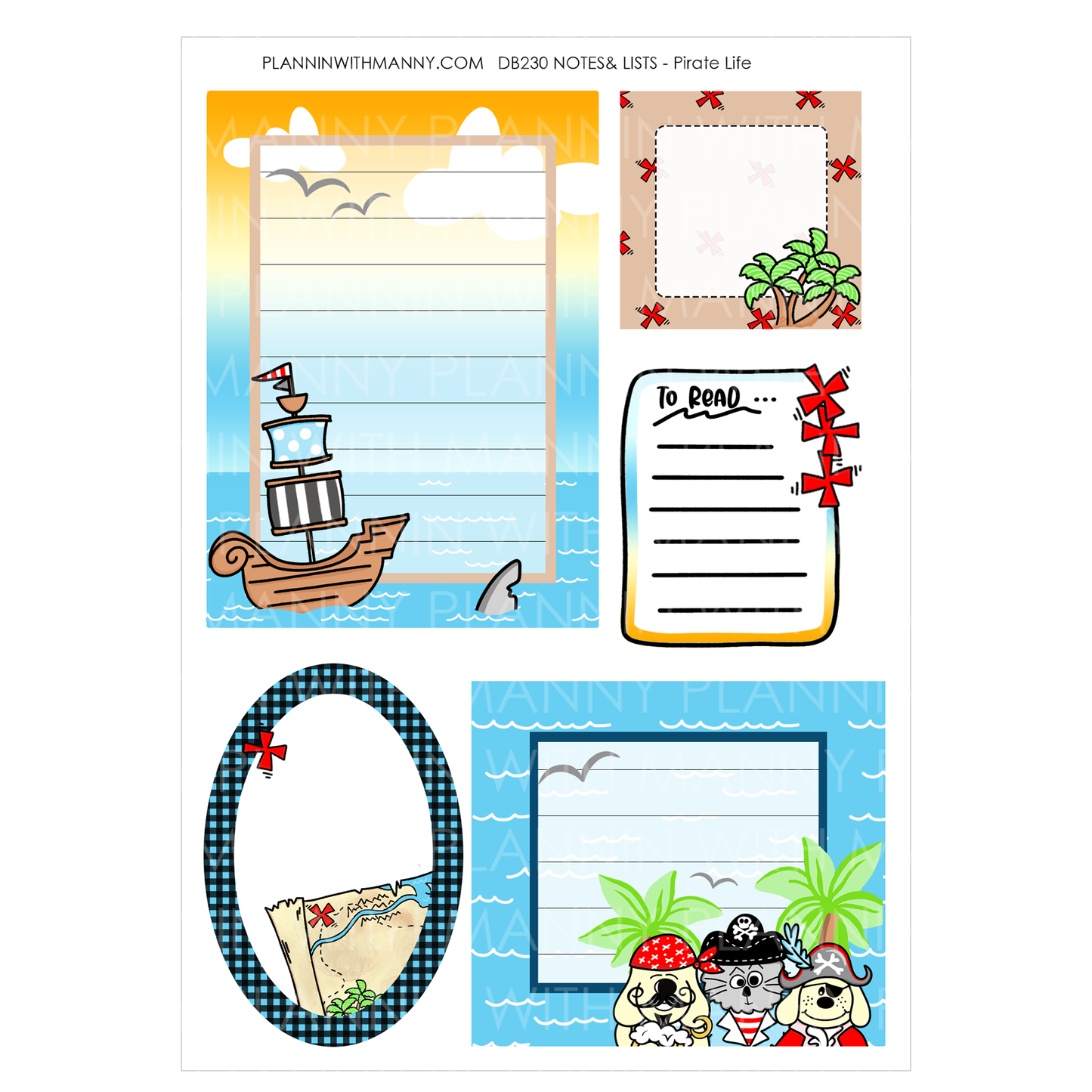 DB229 Pirate Life -Large Sticker Sheet Set