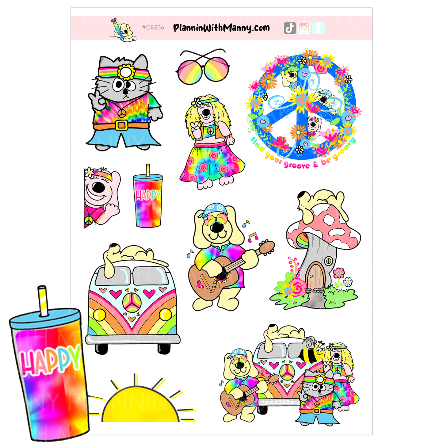 DB236  Summer of Love Mix - Large Deco Stickers