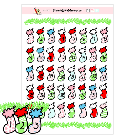 DB253 Stocking Number Planner Stickers