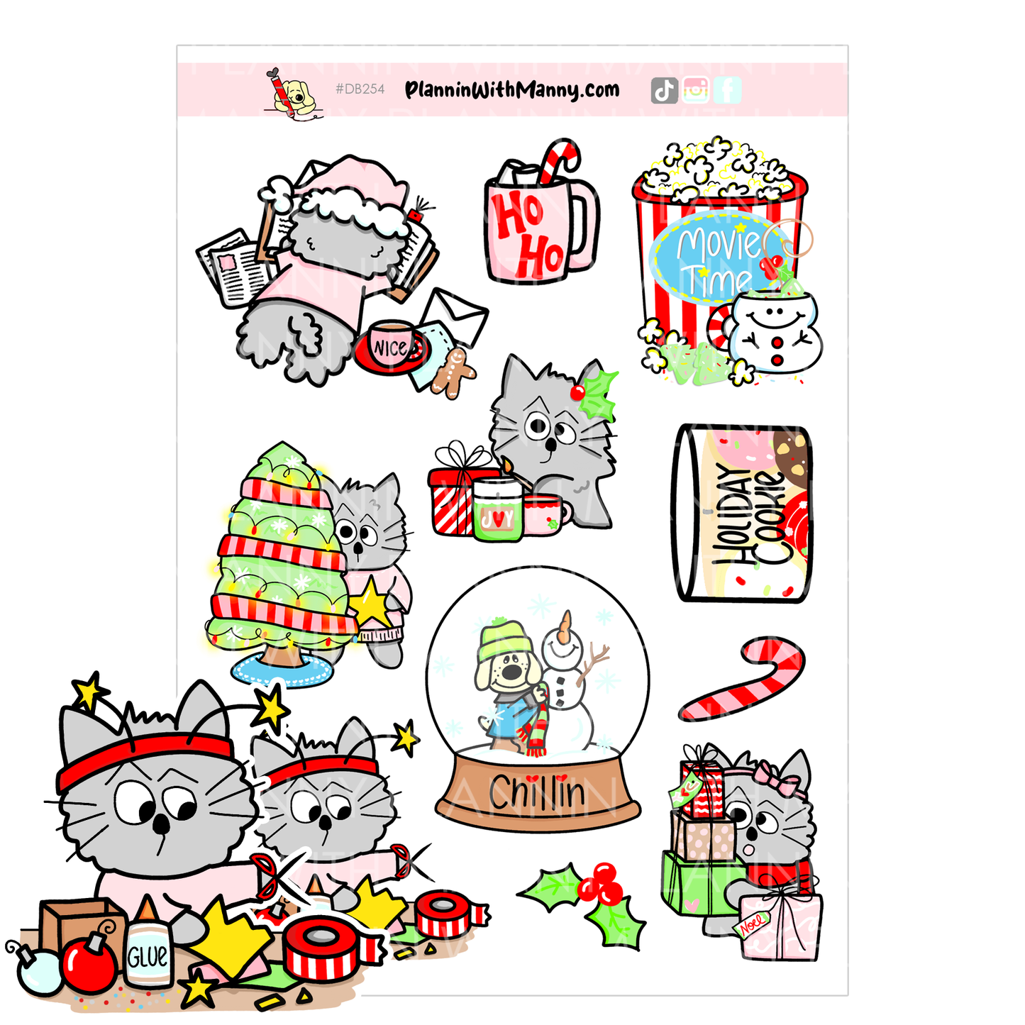 DB254 Large Christmas Owen Stickers