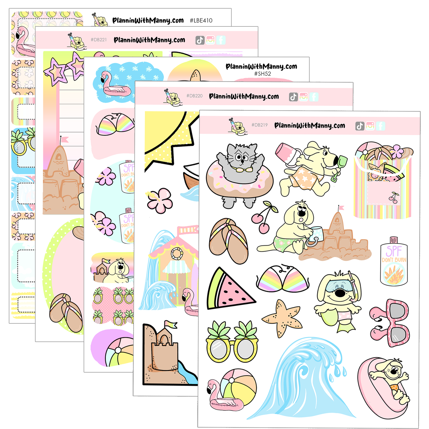 Beach Vibes -Large Sticker Sheet Set