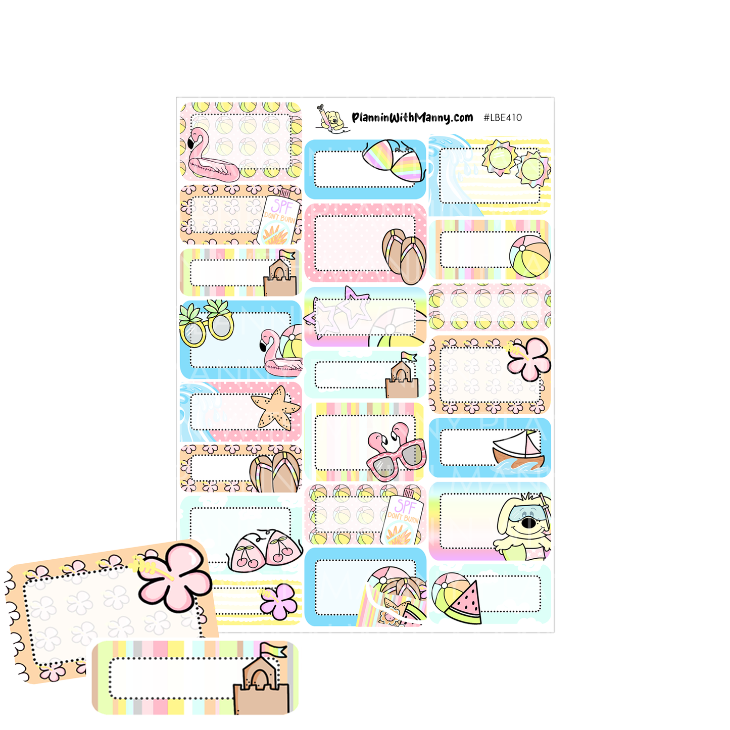 Beach Vibes -Large Sticker Sheet Set