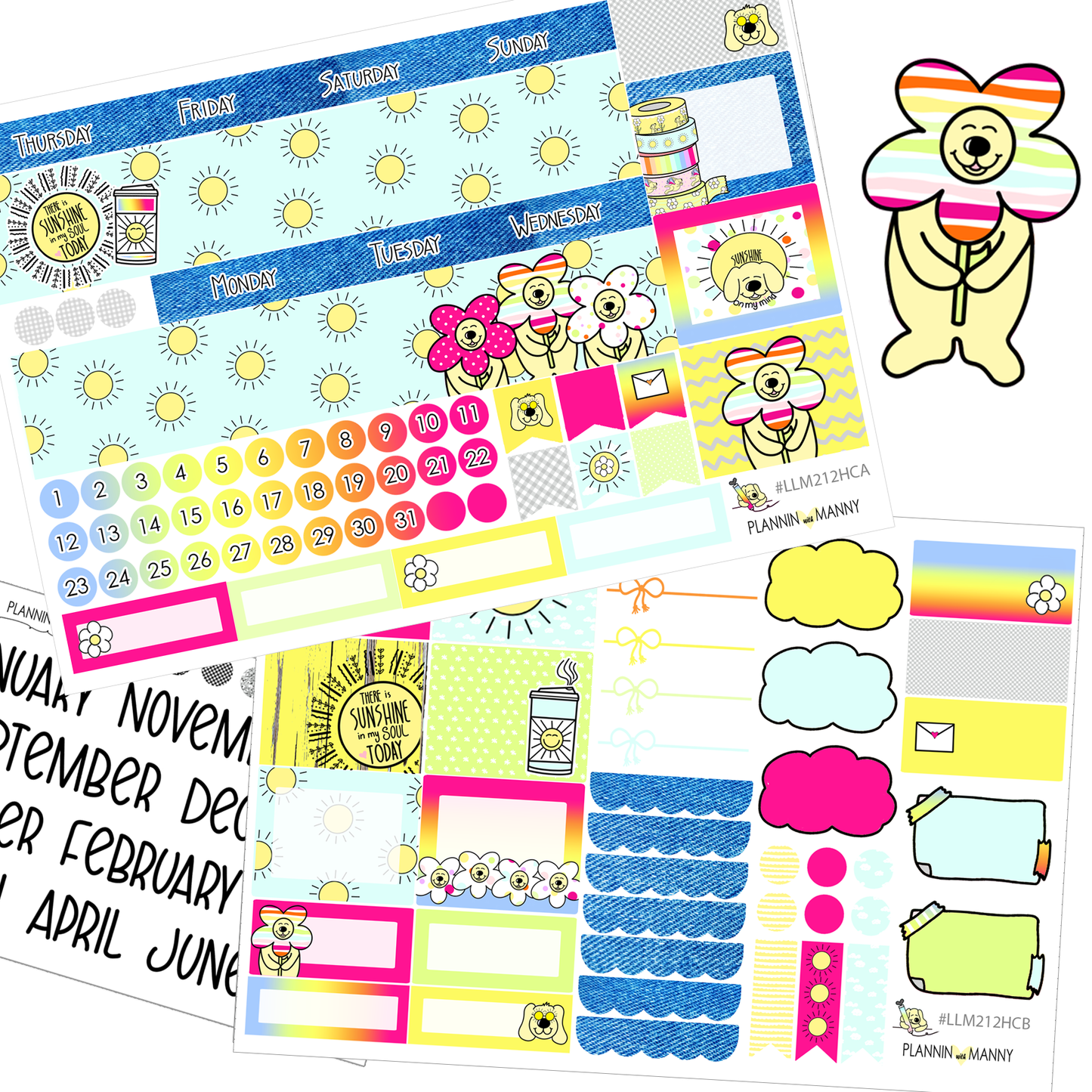 LLM212HC HOBO COUSIN MONTHLY PLANNER STICKERS -Sunshine in My Pocket Collection