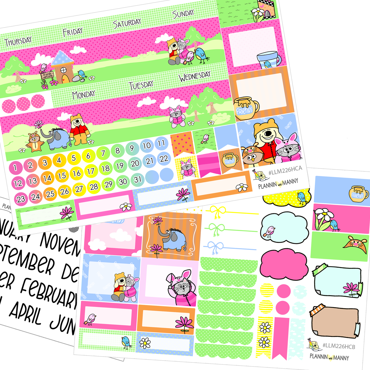 LLM226HC HOBO COUSIN MONTHLY PLANNER STICKERS - Friends Collection