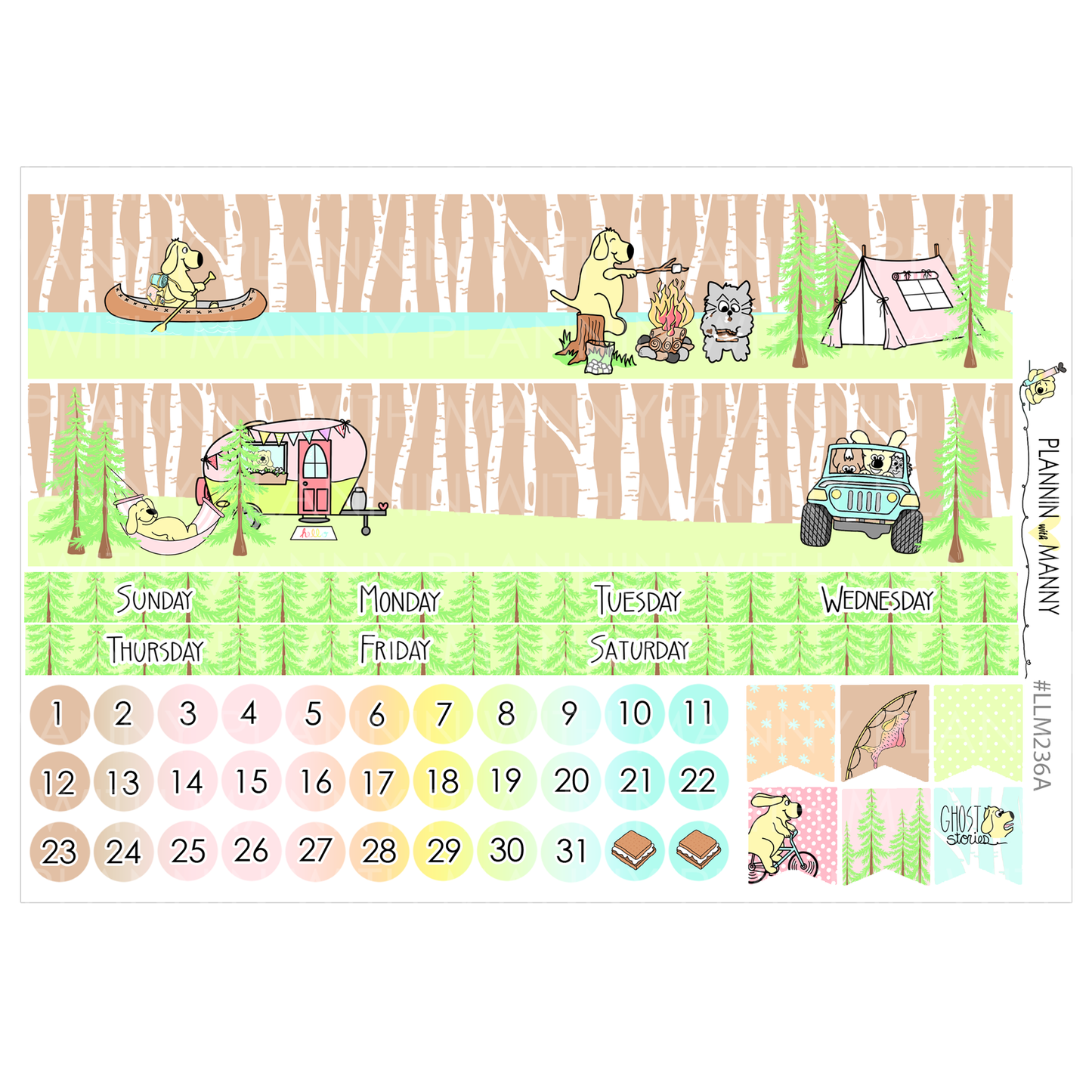 LLM236 MONTHLY PLANNER STICKERS - Outdoor Adventures Collection