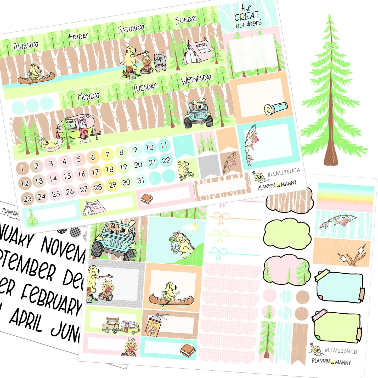 LLM236HC HOBO COUSIN MONTHLY PLANNER STICKERS - Outdoor Adventures Collection