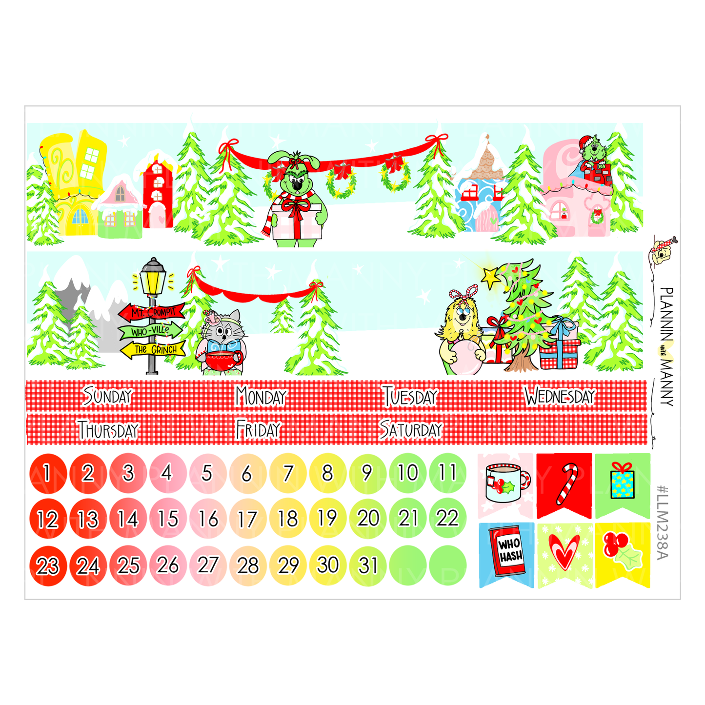 LLM238 MONTHLY PLANNER STICKERS - Whoville Collection