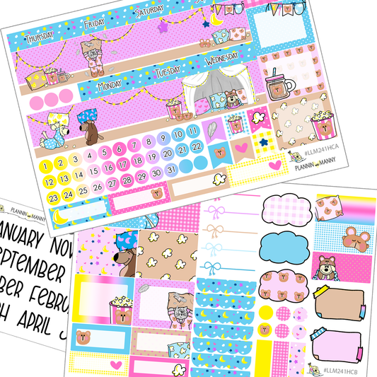 LLM241HC HOBO COUSIN MONTHLY PLANNER STICKERS - Slumbear Party Collection