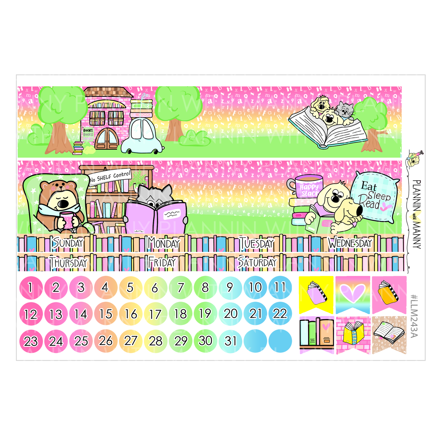 LLM243 MONTHLY PLANNER STICKERS -Book Lover Collection