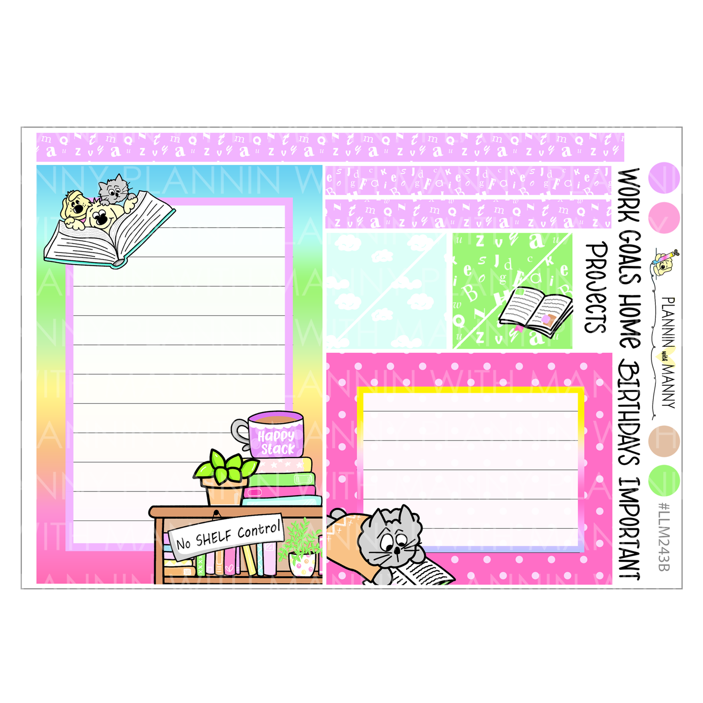 LLM243 MONTHLY PLANNER STICKERS -Book Lover Collection