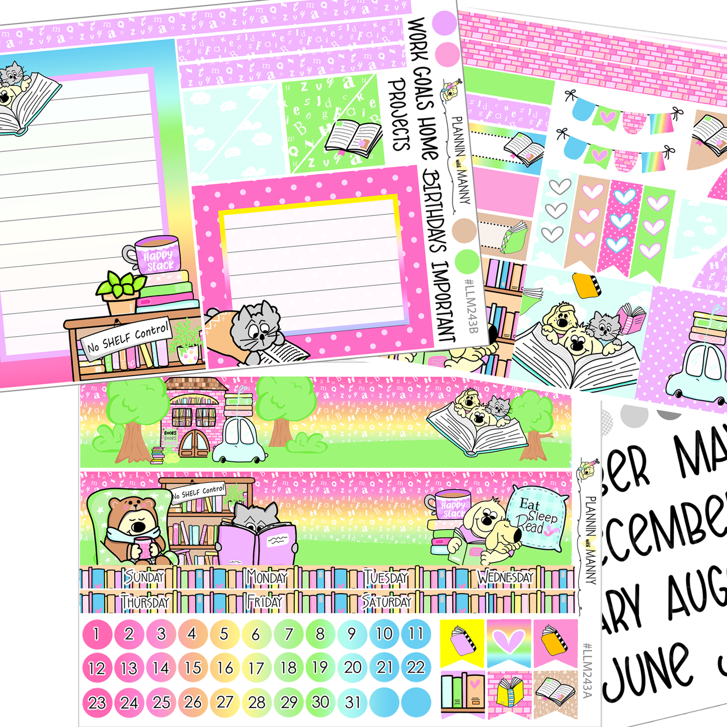 LLM243 MONTHLY PLANNER STICKERS -Book Lover Collection