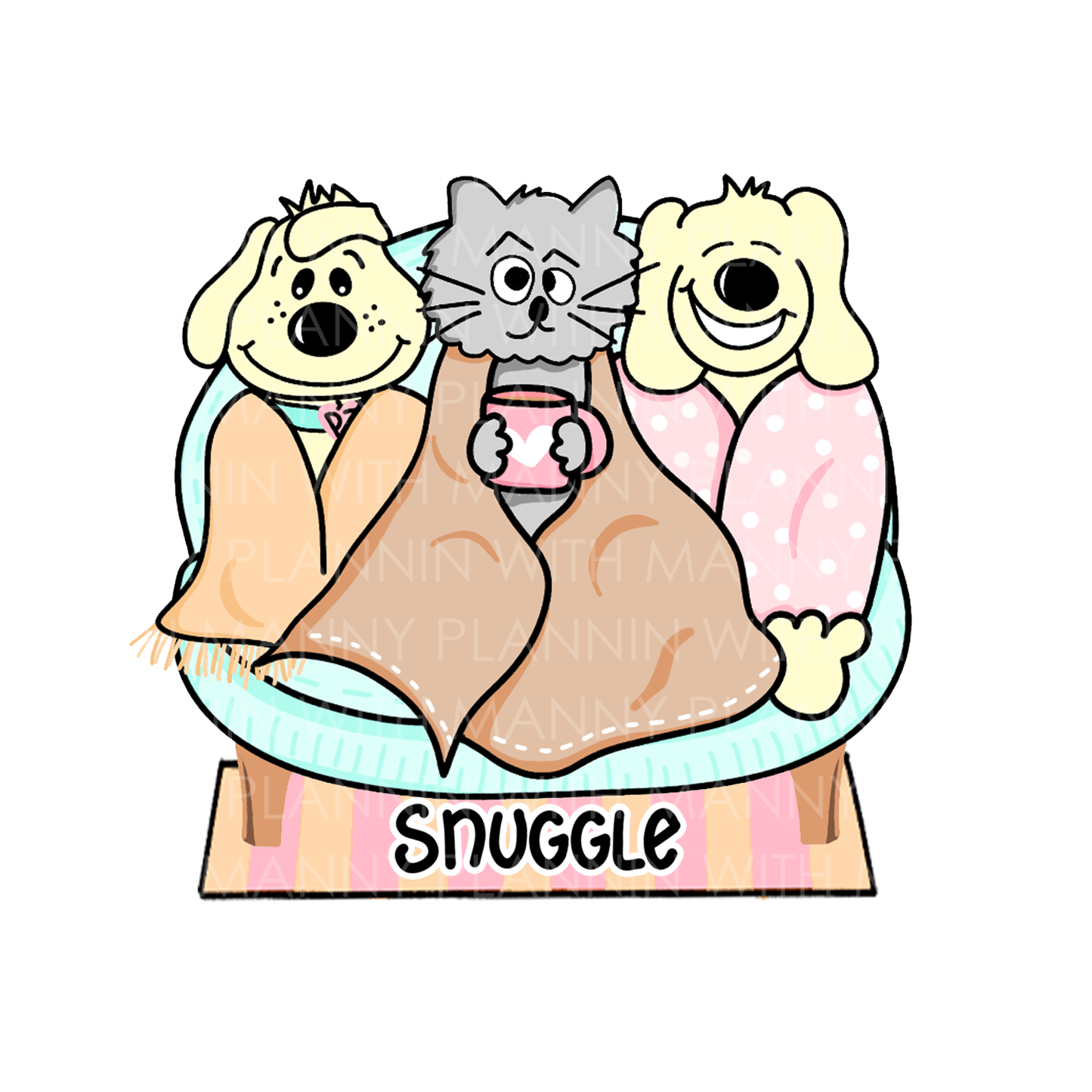 Cozy Days Snuggle.. Vinyl Sticker, Magnetic Bookmark, & Notecard MB122