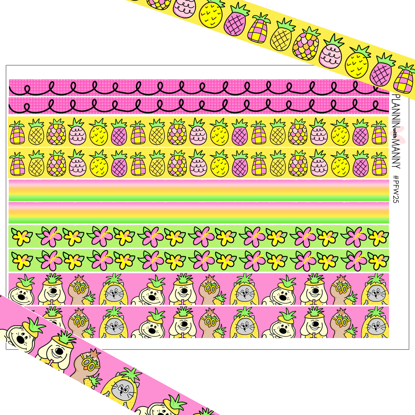 PFW925 Pineapple Peeps Washi Planner Stickers