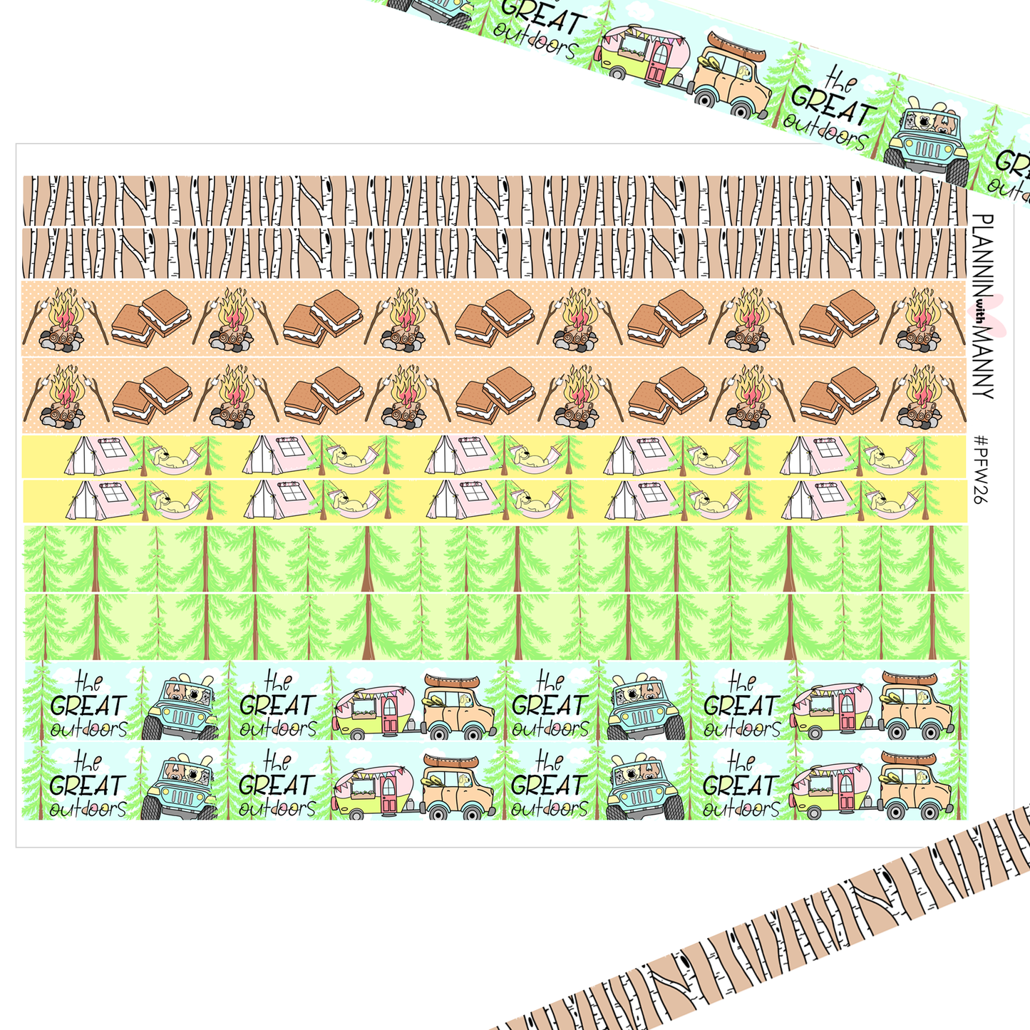 PFW26 Outdoor Adventures Washi Planner Stickers