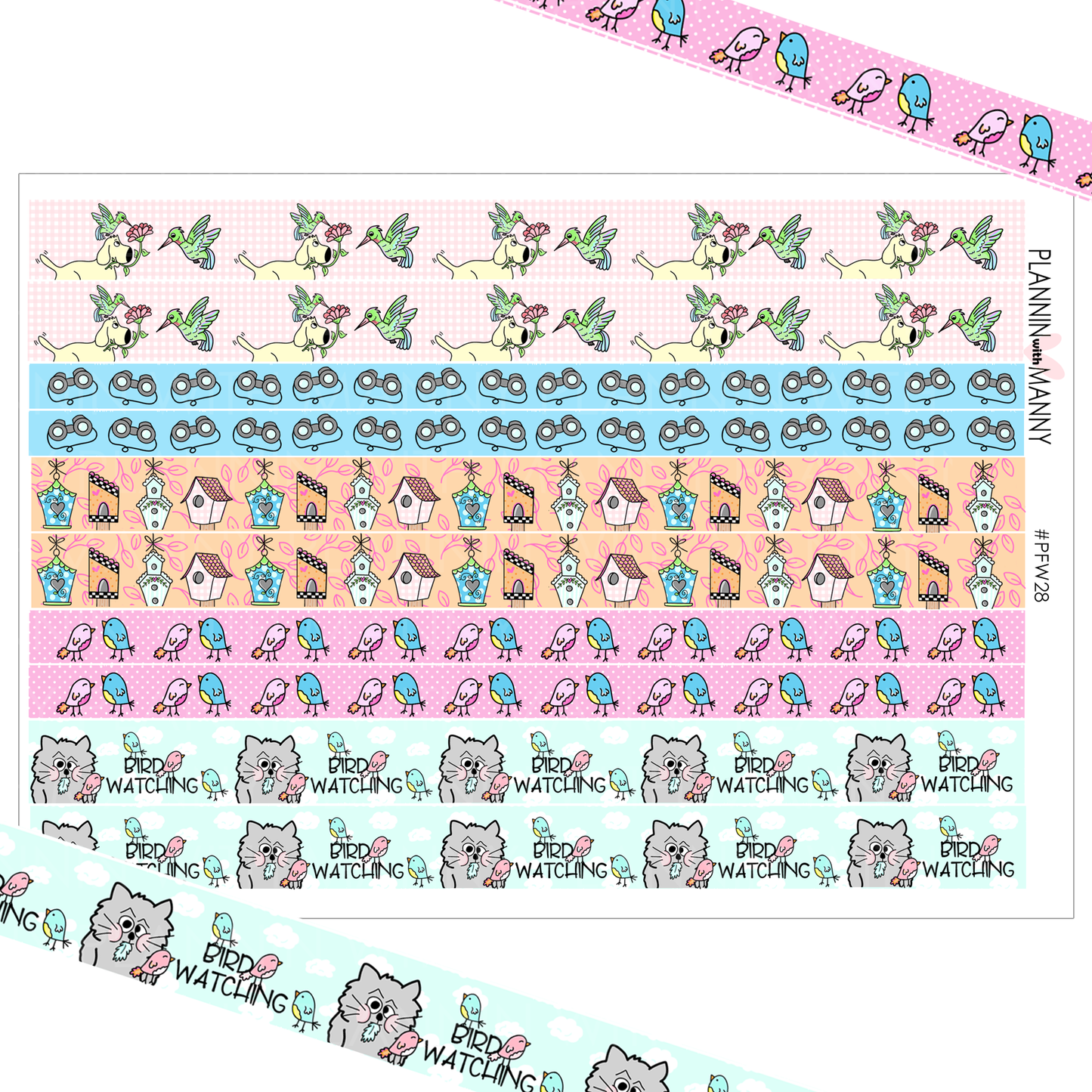 PFW28 Bird Watching Washi Planner Stickers