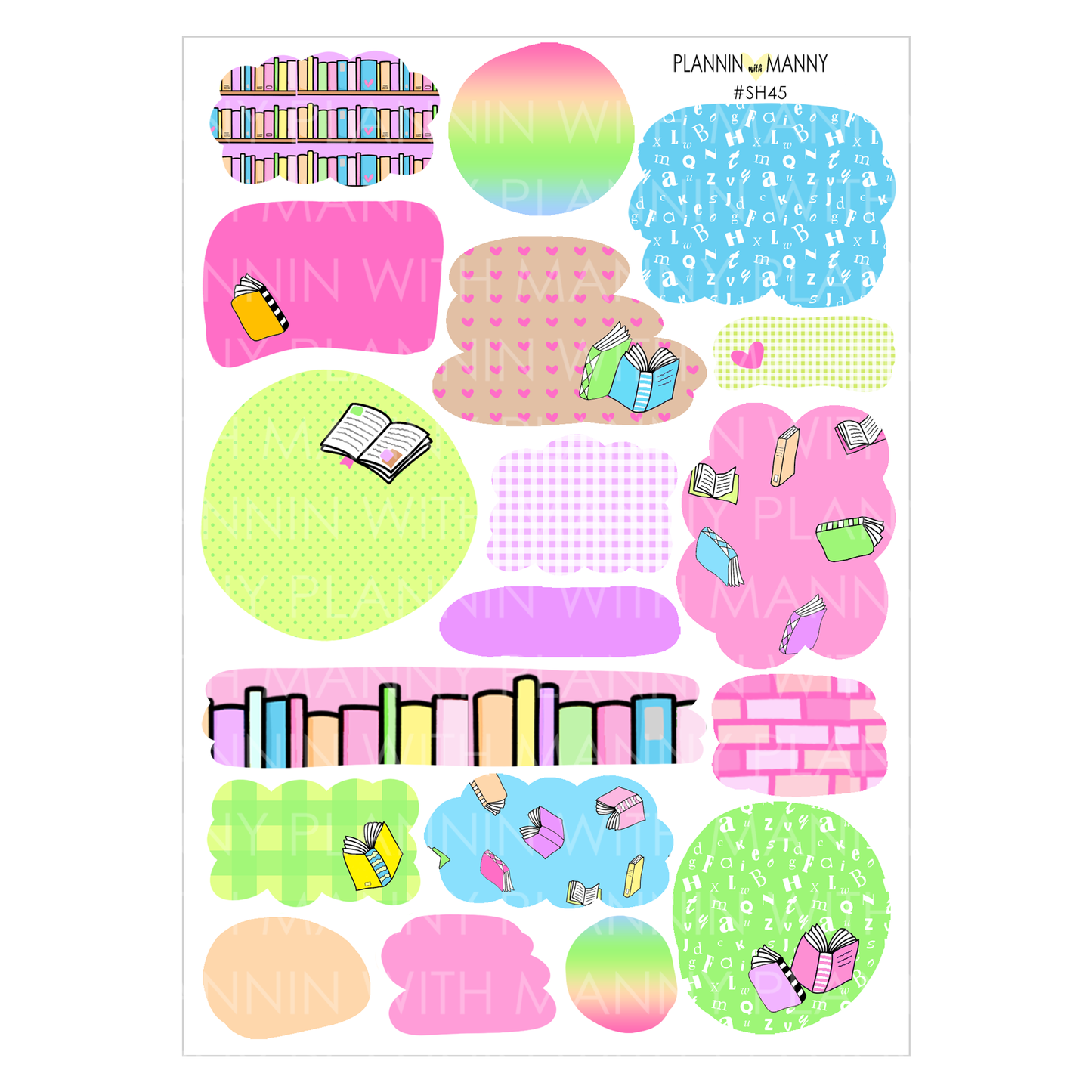 Book Lover -Large Sticker Sheet Set