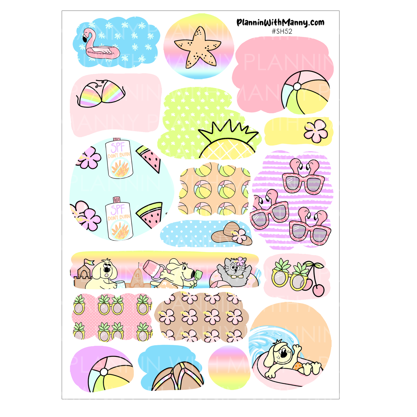 Beach Vibes -Large Sticker Sheet Set