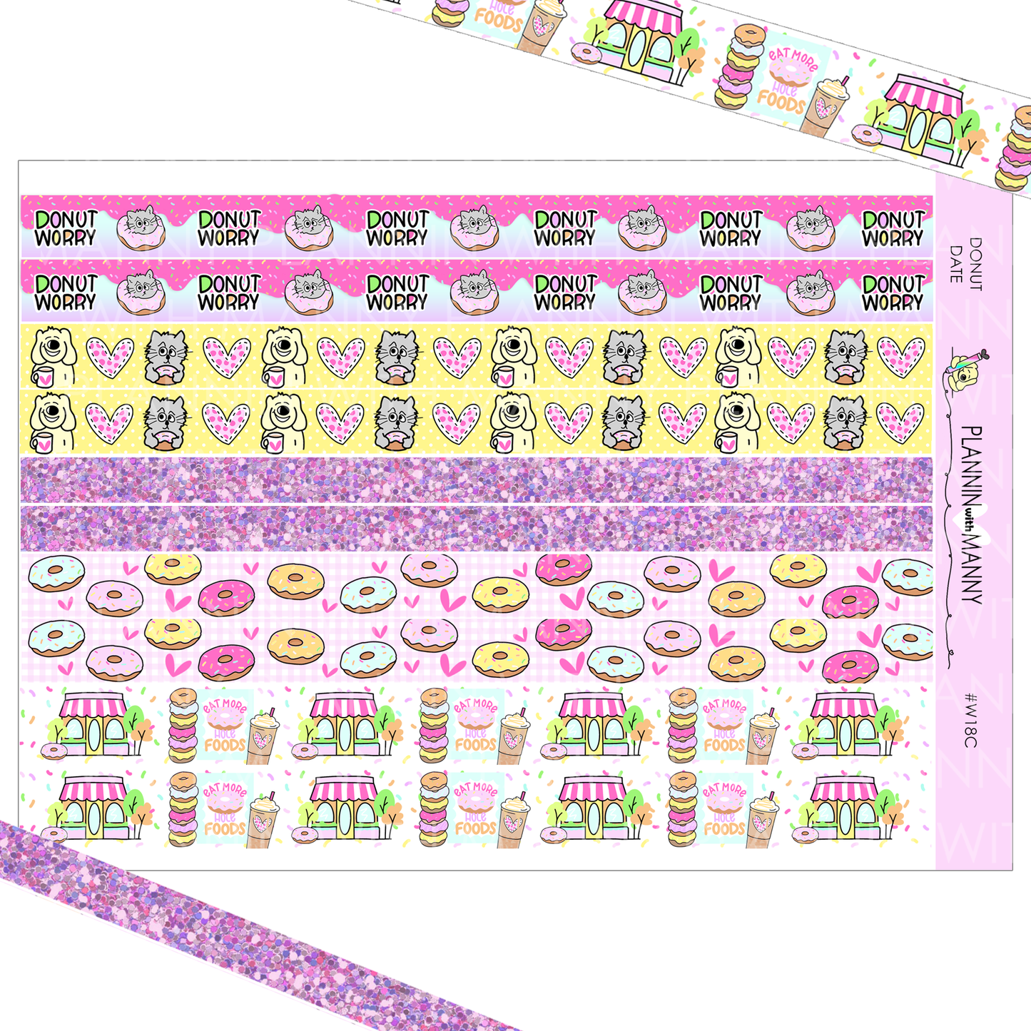 W18C Donut Date Washi Sticker Sheet