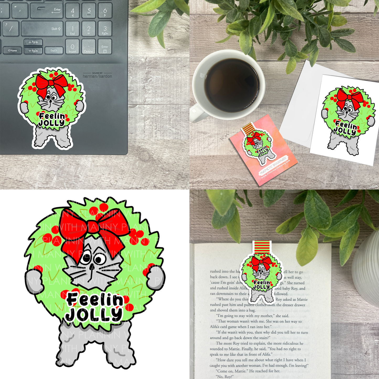 Feelin Jolly... Vinyl Sticker, Magnetic Bookmark, & Notecard MB78