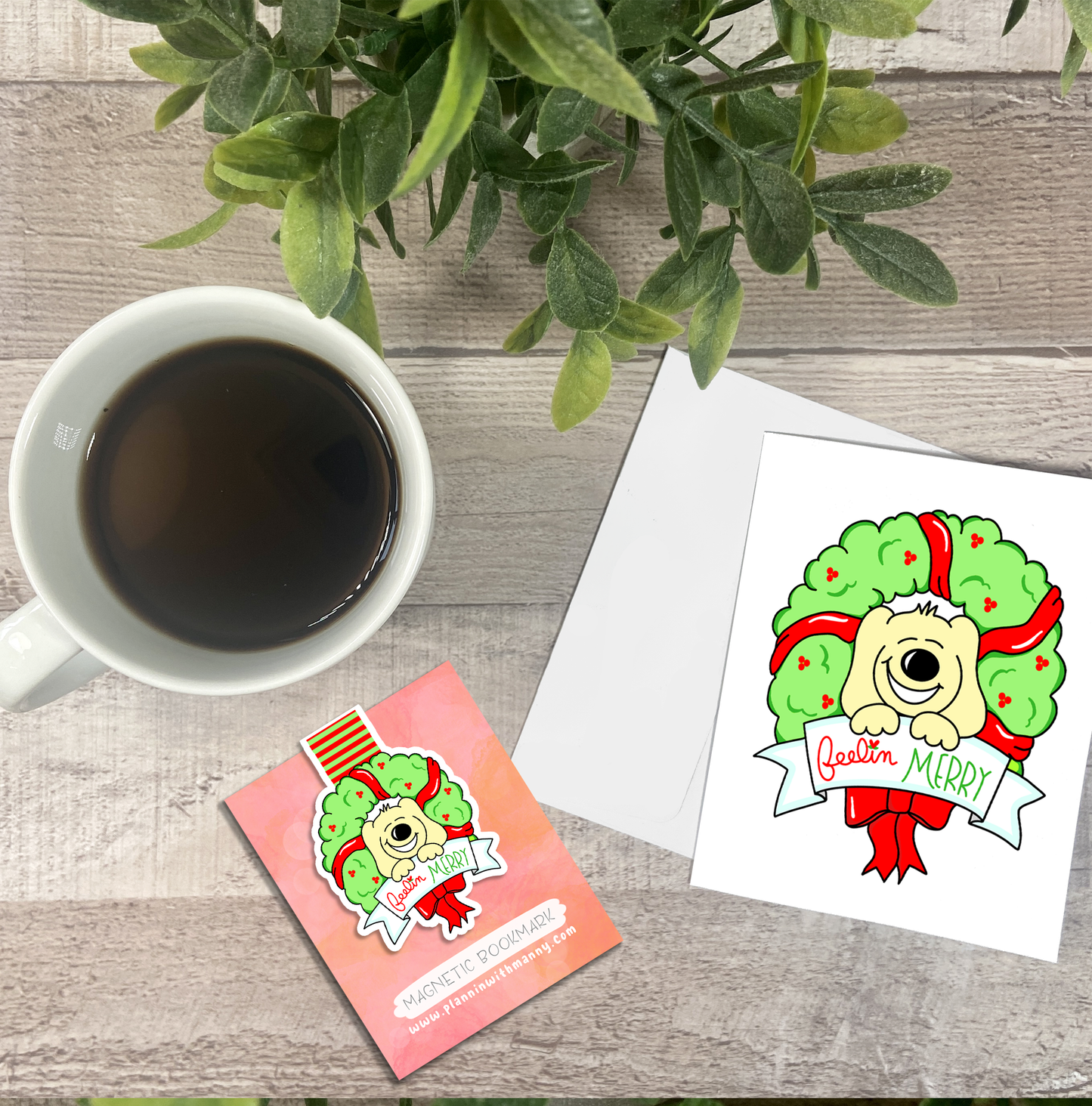 Feelin Merry... Vinyl Sticker, Magnetic Bookmark, & Notecard MB77