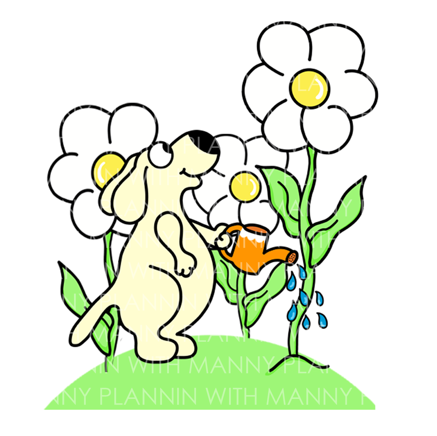 Watering Daisies... Vinyl Sticker, Magnetic Bookmark, & Notecard MB69