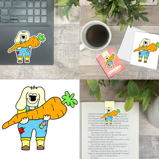 Gardening Manny... Vinyl Sticker, Magnetic Bookmark, & Notecard MB68