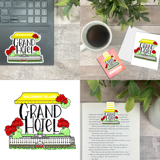 Grand Hotel... Vinyl Sticker, Magnetic Bookmark, & Notecard MB59