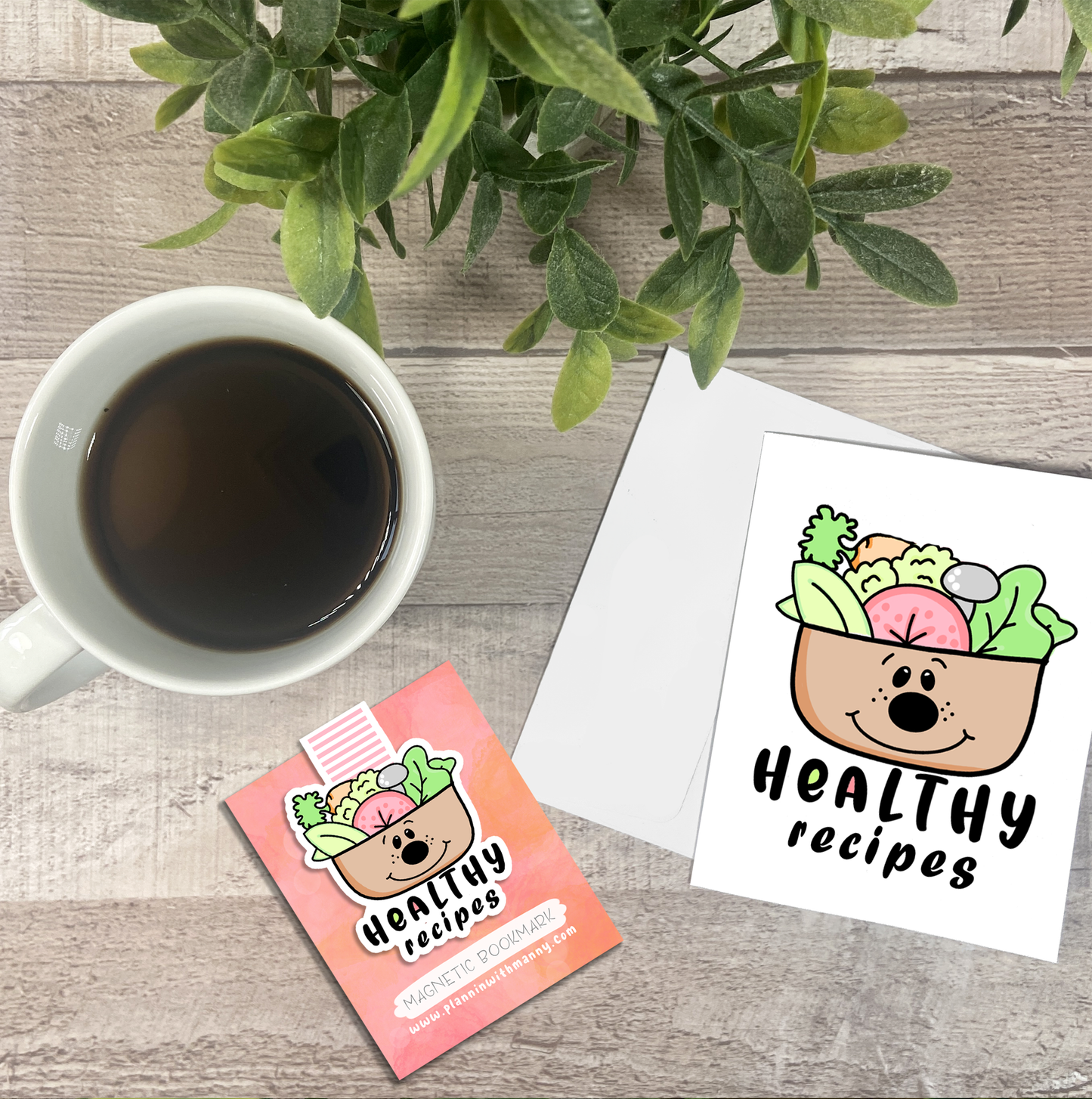 Healthy Recipes... Vinyl Sticker, Magnetic Bookmark, & Notecard MB49