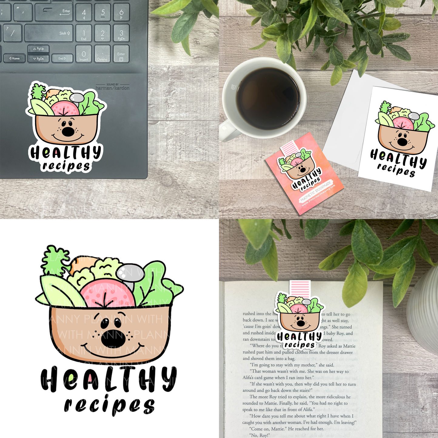 Healthy Recipes... Vinyl Sticker, Magnetic Bookmark, & Notecard MB49