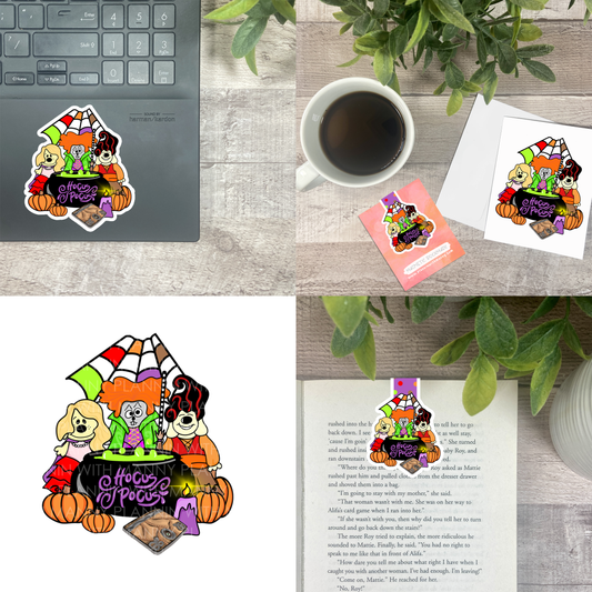 Hocus Pocus...Vinyl Sticker, Magnetic Bookmark, & Notecard MB24