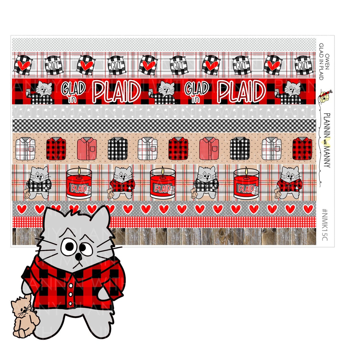 NMK15C Glad in Plaid Days Washi Planner Stickers