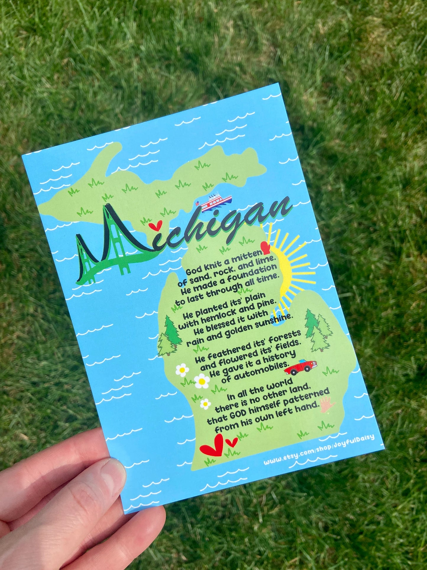 J116 I Michigan Mitten Poem Journaling Card/Postcard