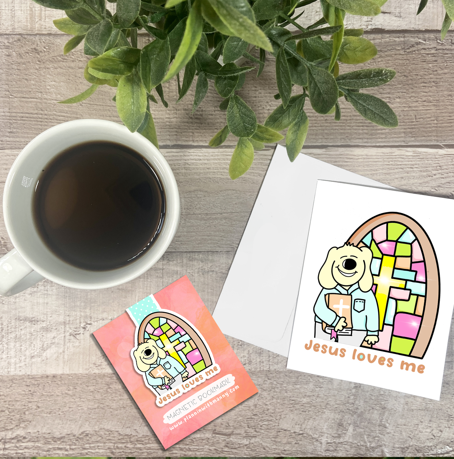 Jesus Loves Me... Vinyl Sticker, Magnetic Bookmark, & Notecard MB44