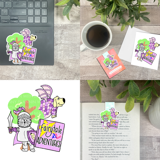 Fairytale Adventure Knight & Dragon... Vinyl Sticker, Magnetic Bookmark, & Notecard MB65