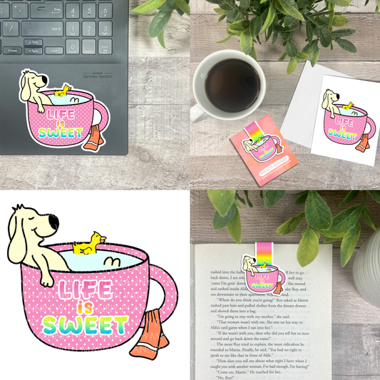 Life is Sweet... Vinyl Sticker, Magnetic Bookmark, & Notecard MB75