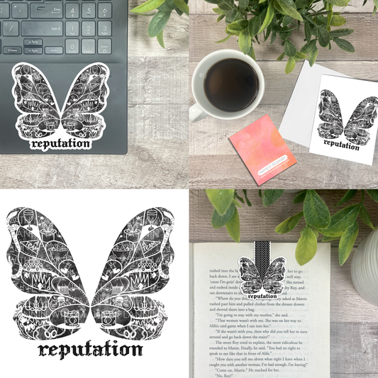 Reputation Era Butterfly Vinyl Sticker, Bookmark, and Notecard Options MB142