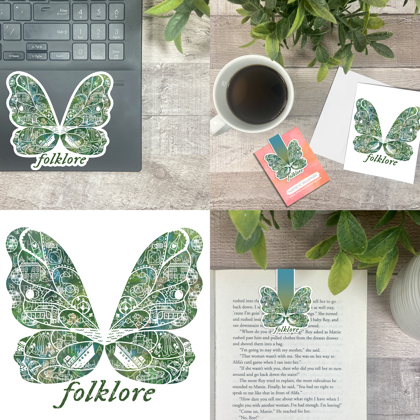 Folklore Era Butterfly Vinyl Sticker, Bookmark, and Notecard Options MB143