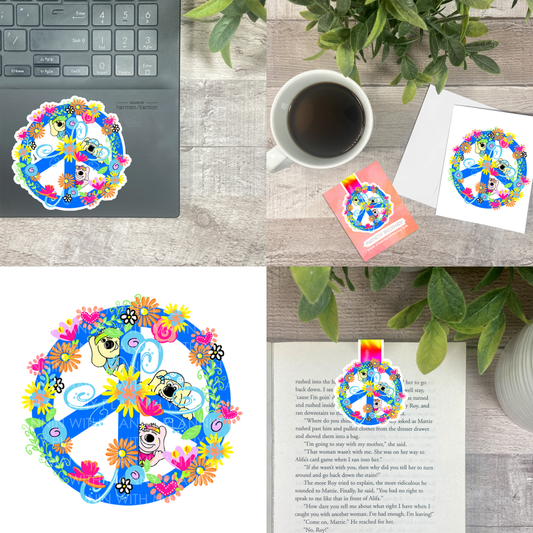 Peace...Vinyl Sticker, Magnetic Bookmark, & Notecard MB33