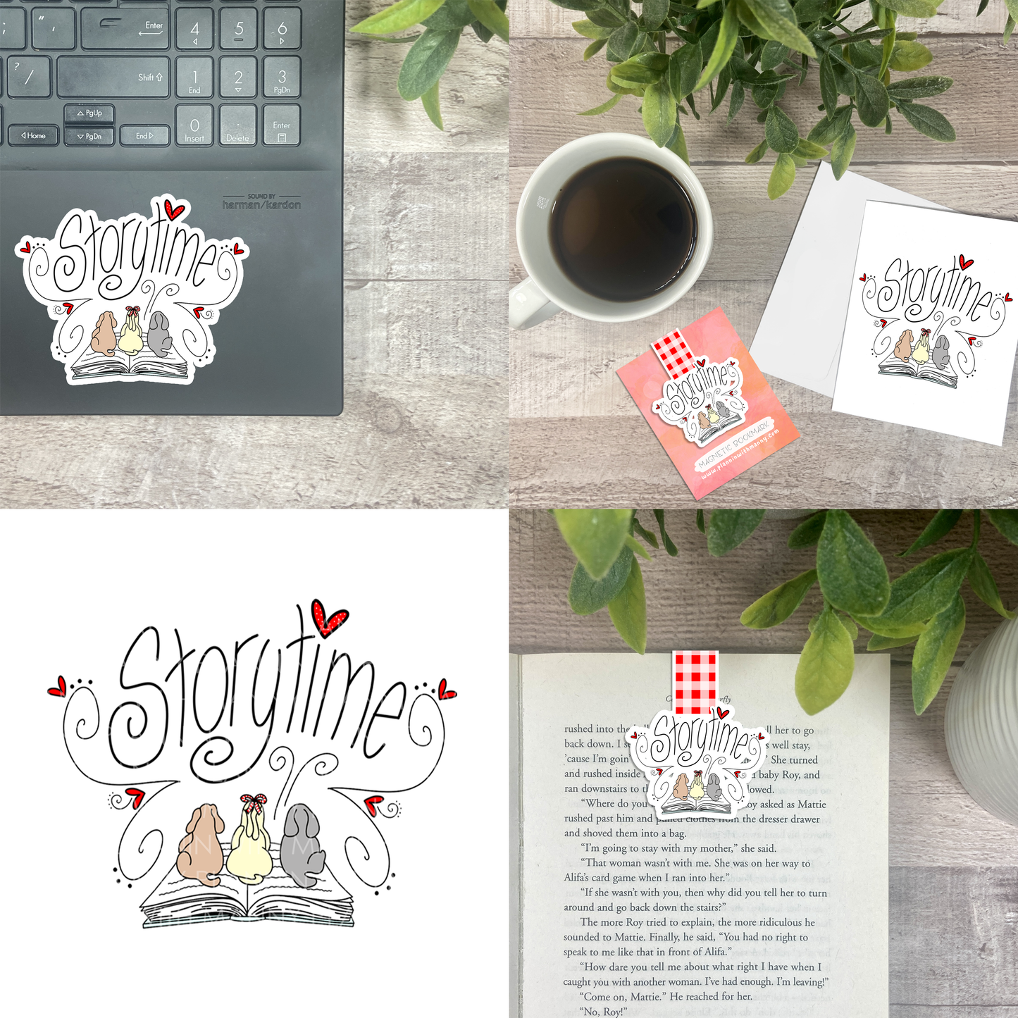 Storytime...Vinyl Sticker, Magnetic Bookmark, & Notecard MB32