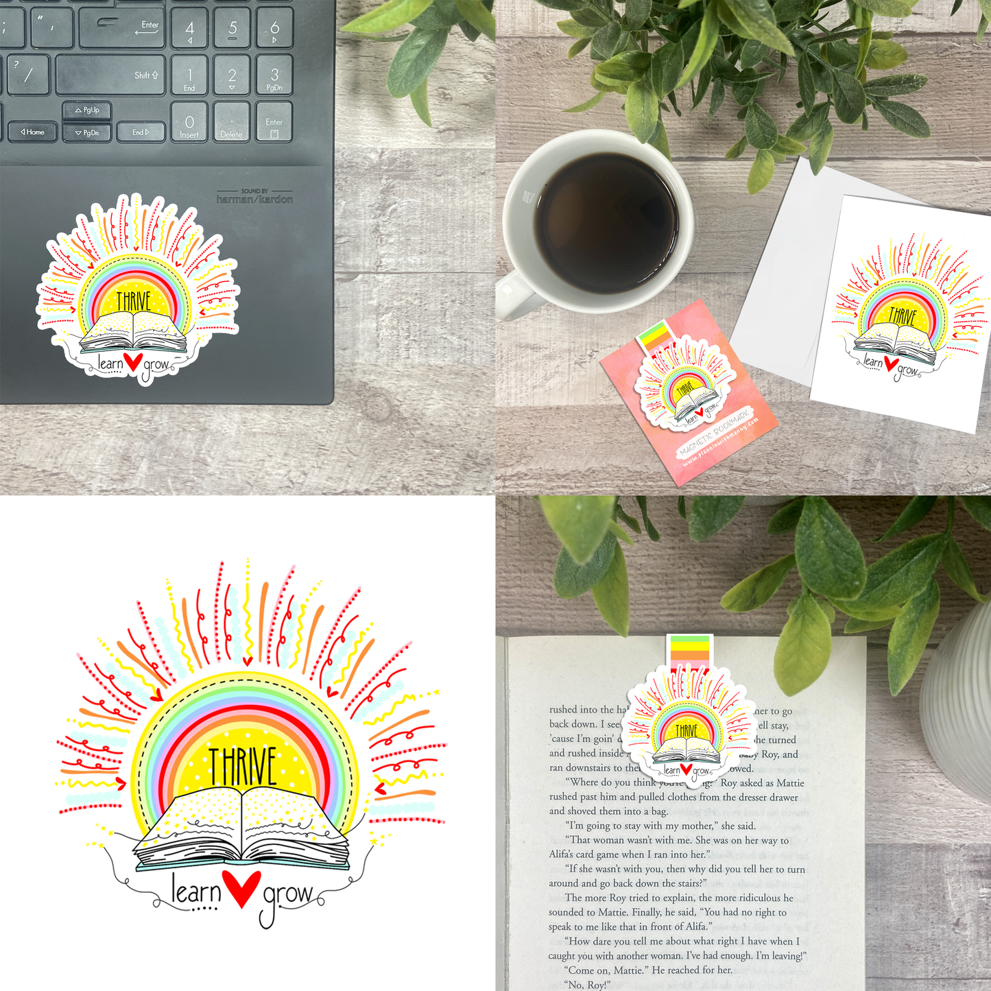 Thrive...Vinyl Sticker, Magnetic Bookmark, & Notecard MB31