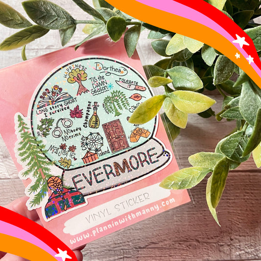 Evermore Snowglobe Holographic Vinyl Sticker